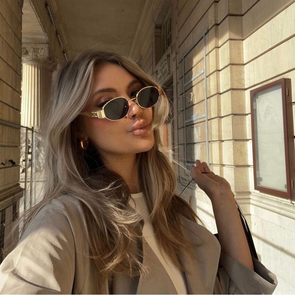 Celine Triomphe Metal Round Sunglasses NEW - Picture 2 of 9